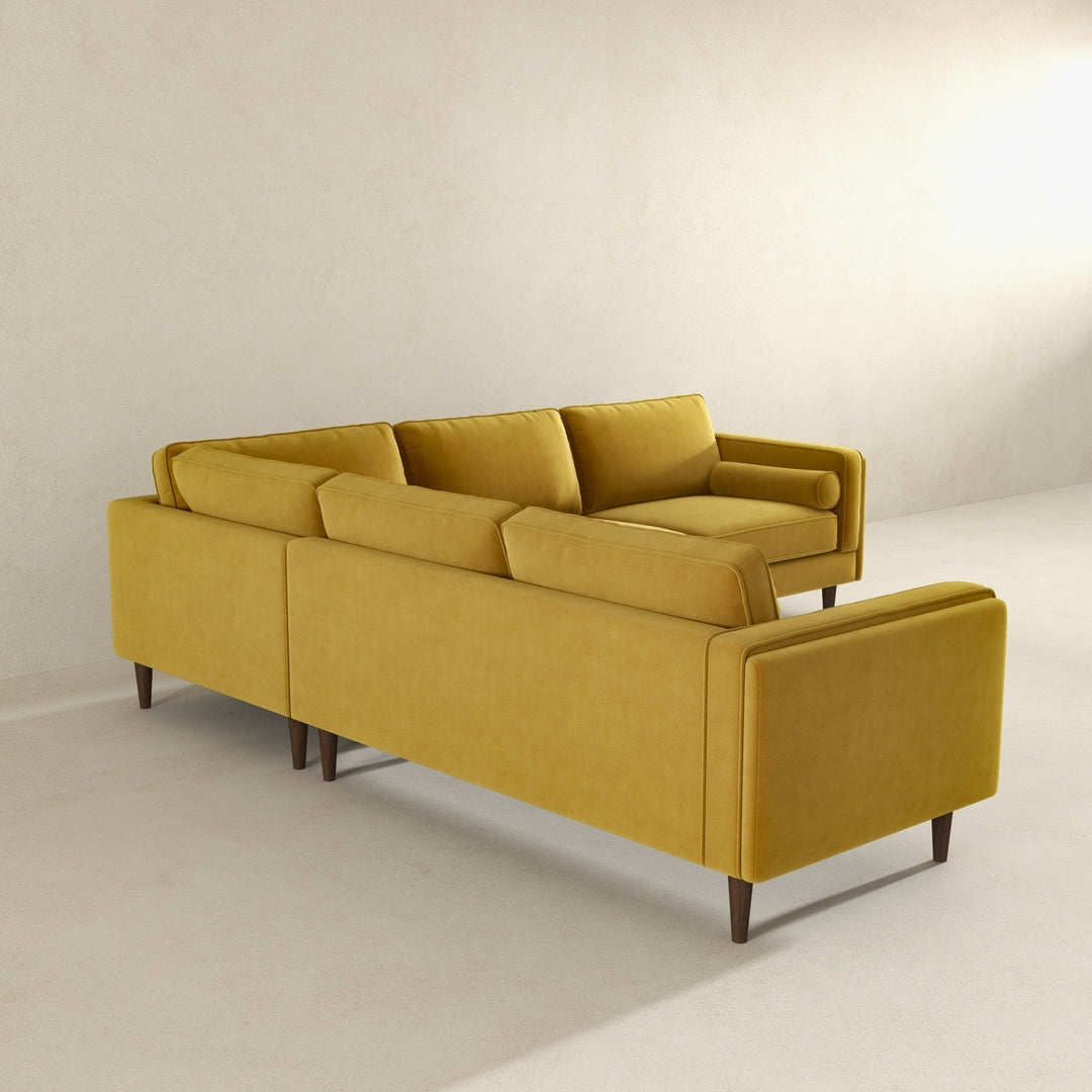 The Amber Yellow Velvet Corner Sectional Sofa Era and Style Inspired Home Décor 3