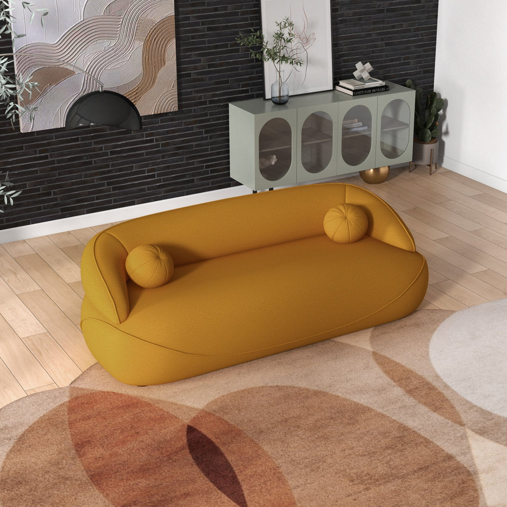 The Andrew Boucle Sofa Mustard Yellow Era and Style Inspired Home Décor 2