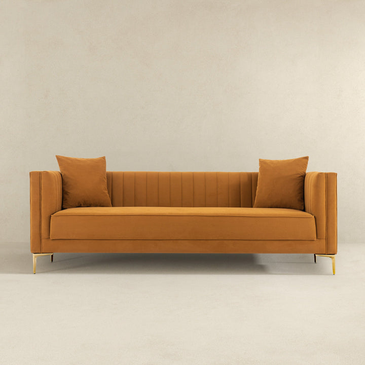 The Angelina Sofa 91" (Cognac Velvet) Era and Style Inspired Home Décor 3