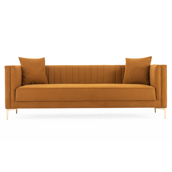 The Angelina Sofa 91" (Cognac Velvet) Era and Style Inspired Home Décor 1