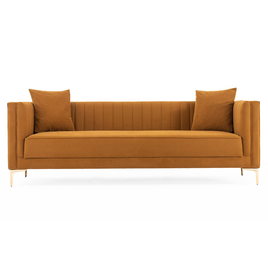 The Angelina Sofa 91" (Cognac Velvet) Era and Style Inspired Home Décor 1