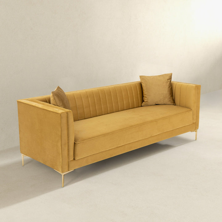 The Angelina Sofa 91" (Yellow Mustard Velvet) Era and Style Inspired Home Décor 3