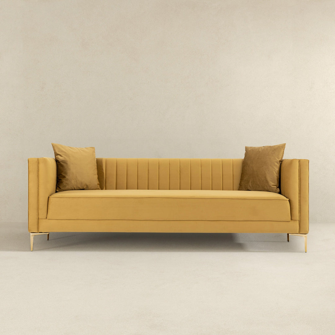 The Angelina Sofa 91" (Yellow Mustard Velvet) Era and Style Inspired Home Décor 4