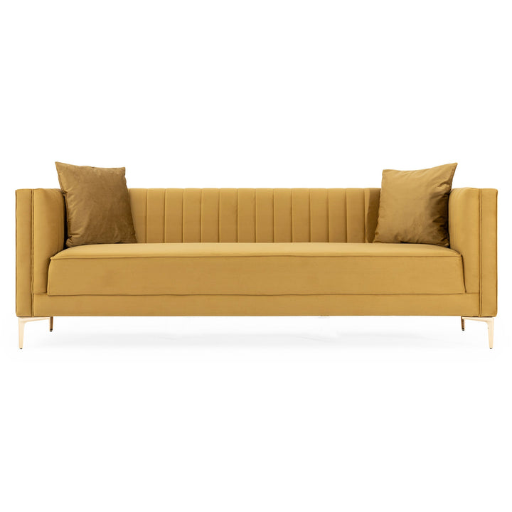 The Angelina Sofa 91" (Yellow Mustard Velvet) Era and Style Inspired Home Décor 1