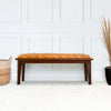 The Arden Tan Leather Bench With Buttons Era and Style Inspired Home Décor 6