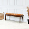 The Arden Tan Leather Bench With Buttons Era and Style Inspired Home Décor 5