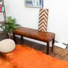 The Austin Antique Tan Leather Bench with Lines Era and Style Inspired Home Décor 3