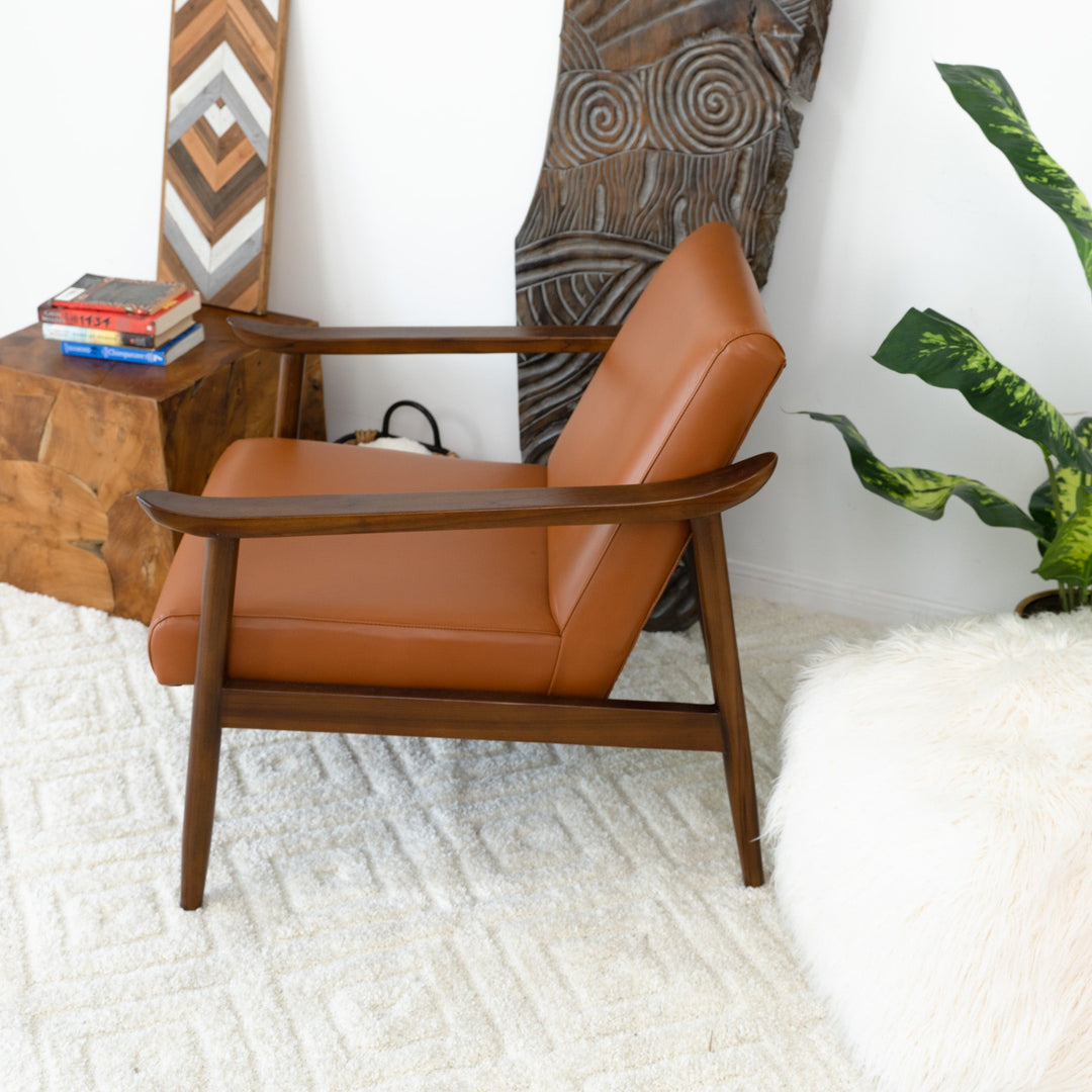 The Brandon Solid Dark Tan Leather Lounge Chair Era and Style Inspired Home Décor 2