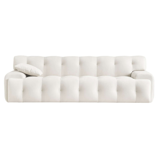 The Brampton Mid Century 90 Inch Cream Velvet Sofa Era and Style Inspired Home Décor 1