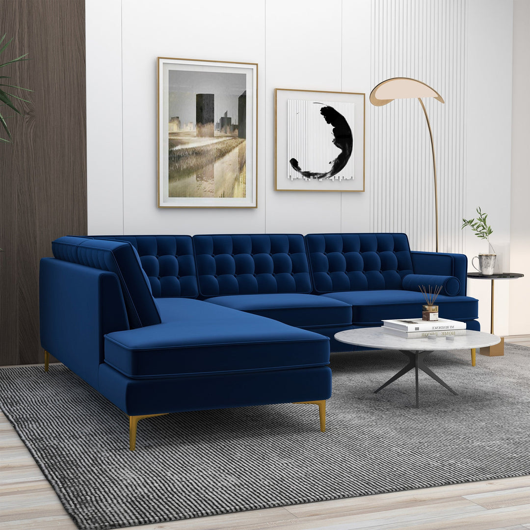 The Brooke Dark Blue Sectional Sofa Left Facing Era and Style Inspired Home Décor 3