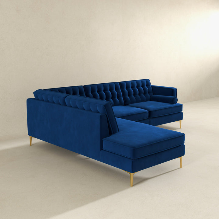 The Brooke Dark Blue Sectional Sofa Left Facing Era and Style Inspired Home Décor 4