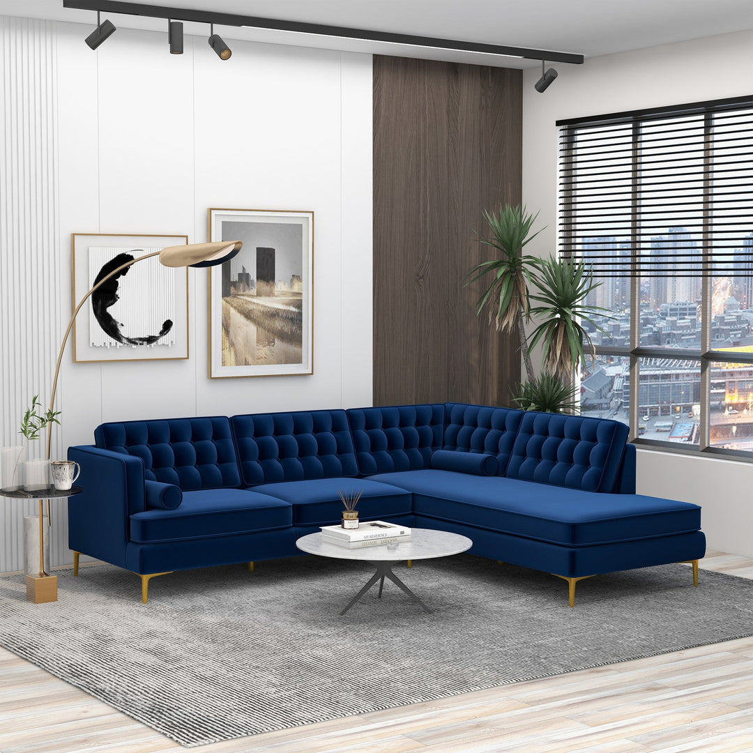 The Brooke Dark Blue Sectional Sofa Right Facing Era and Style Inspired Home Décor 2