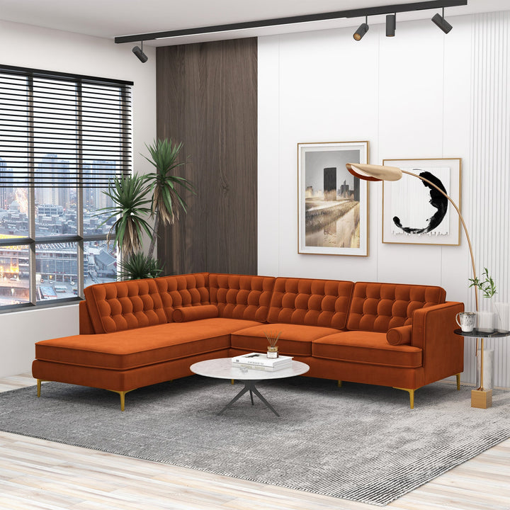 The Brooke Burnt Orange Sectional Sofa Left Facing Era and Style Inspired Home Décor 3