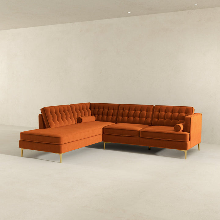 The Brooke Burnt Orange Sectional Sofa Left Facing Era and Style Inspired Home Décor 6