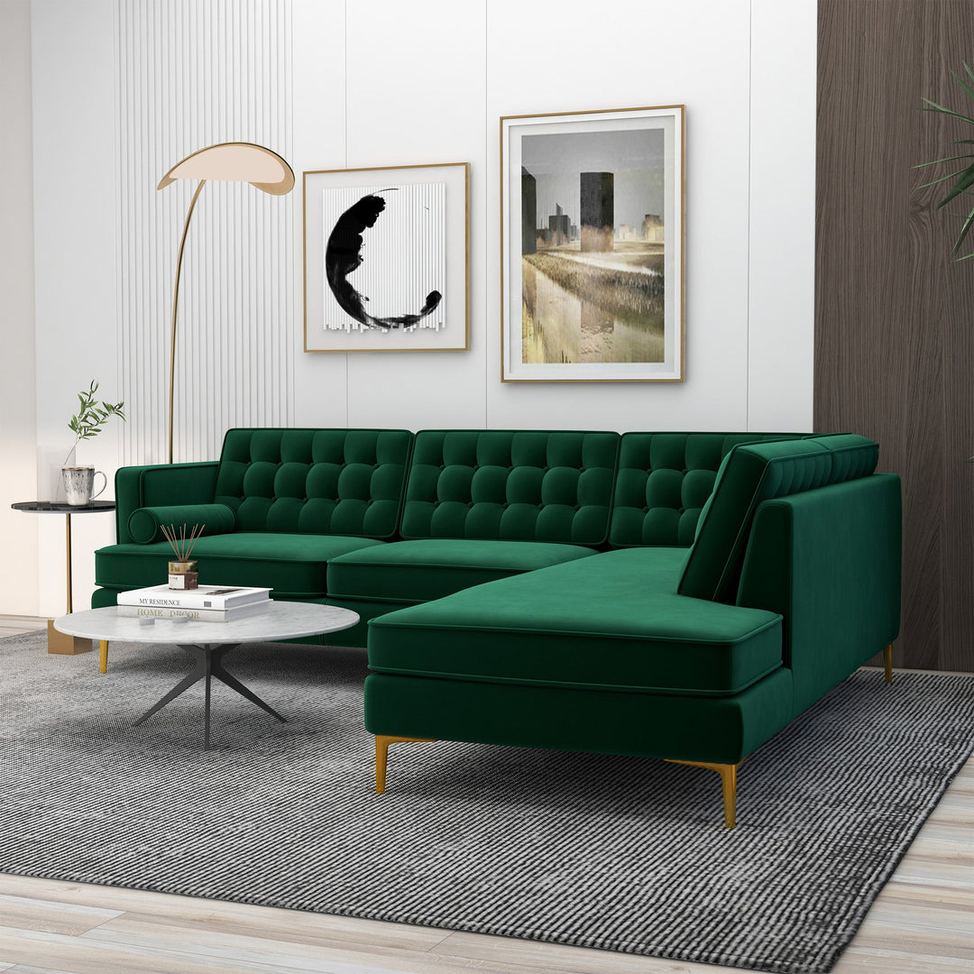 The Brooke Green Sectional Sofa Right Facing Era and Style Inspired Home Décor 3