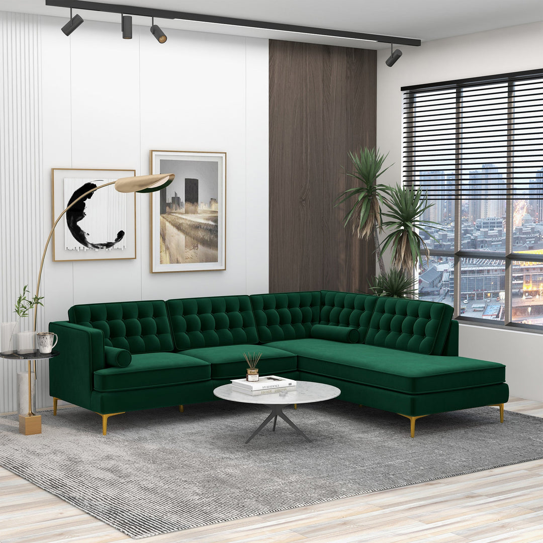 The Brooke Green Sectional Sofa Right Facing Era and Style Inspired Home Décor 2