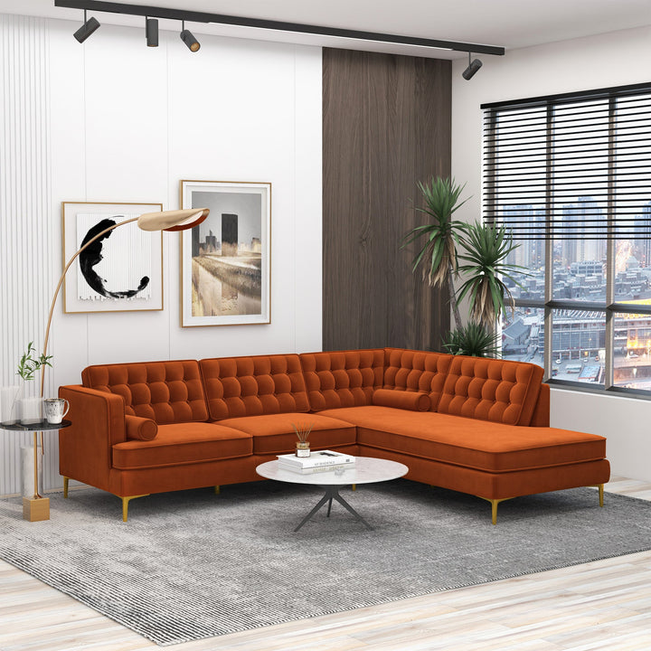 The Brooke Burnt Orange Sectional Sofa Right Facing Era and Style Inspired Home Décor 3