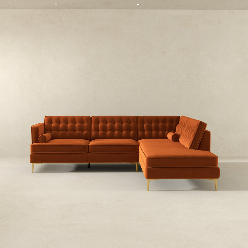 The Brooke Burnt Orange Sectional Sofa Right Facing Era and Style Inspired Home Décor 6