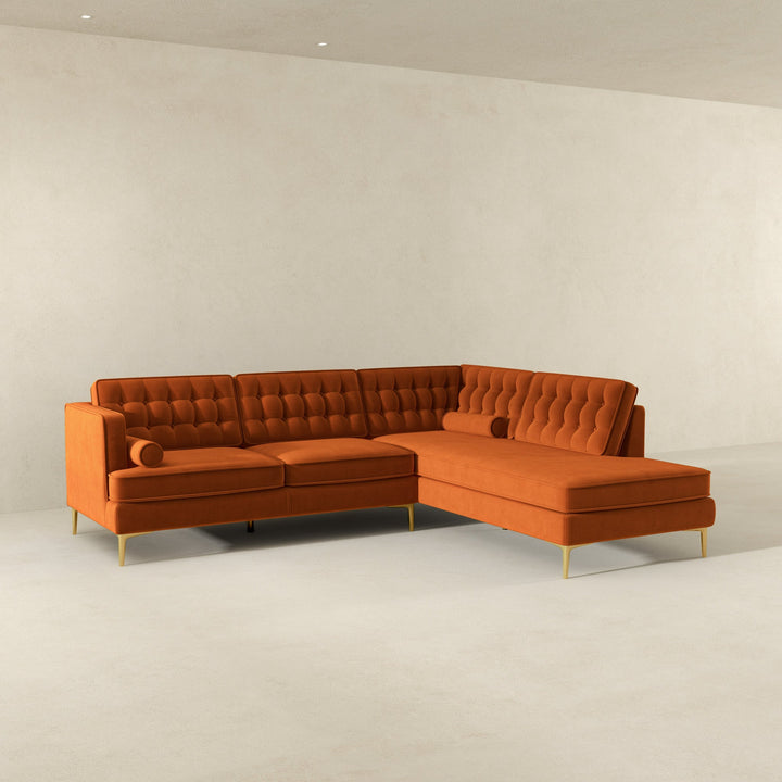 The Brooke Burnt Orange Sectional Sofa Right Facing Era and Style Inspired Home Décor 5