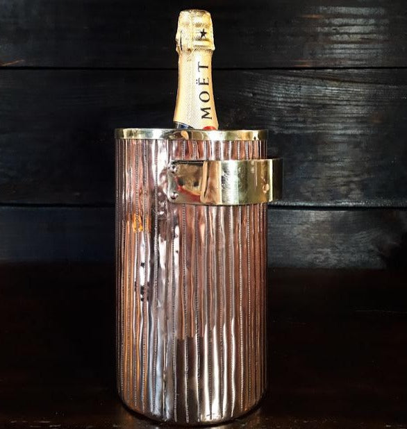 Copper Champagne Ice Bucket with Brass Decor