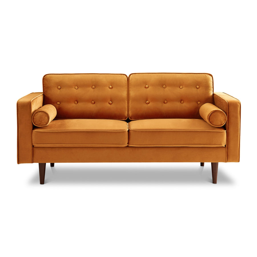 The Casey Orange Velvet Loveseat Era and Style Inspired Home Décor 1