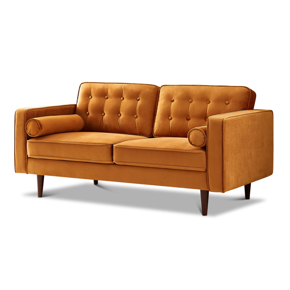 The Casey Orange Velvet Loveseat Era and Style Inspired Home Décor 4