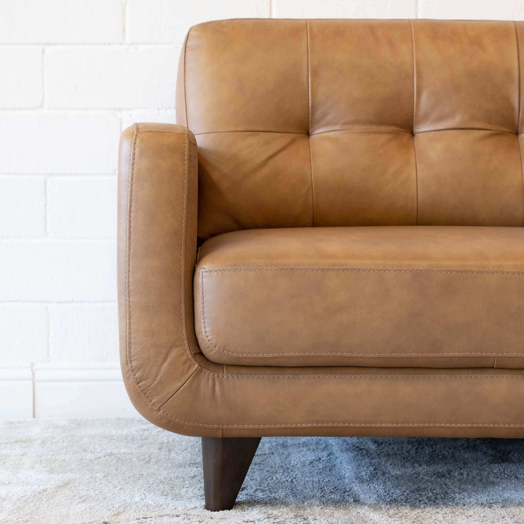 The Allison Tufted Back Cognac Tan Genuine Leather Sofa Era and Style Inspired Home Décor 2