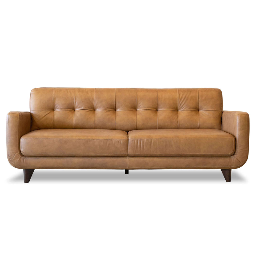 The Allison Tufted Back Cognac Tan Genuine Leather Sofa Era and Style Inspired Home Décor 6