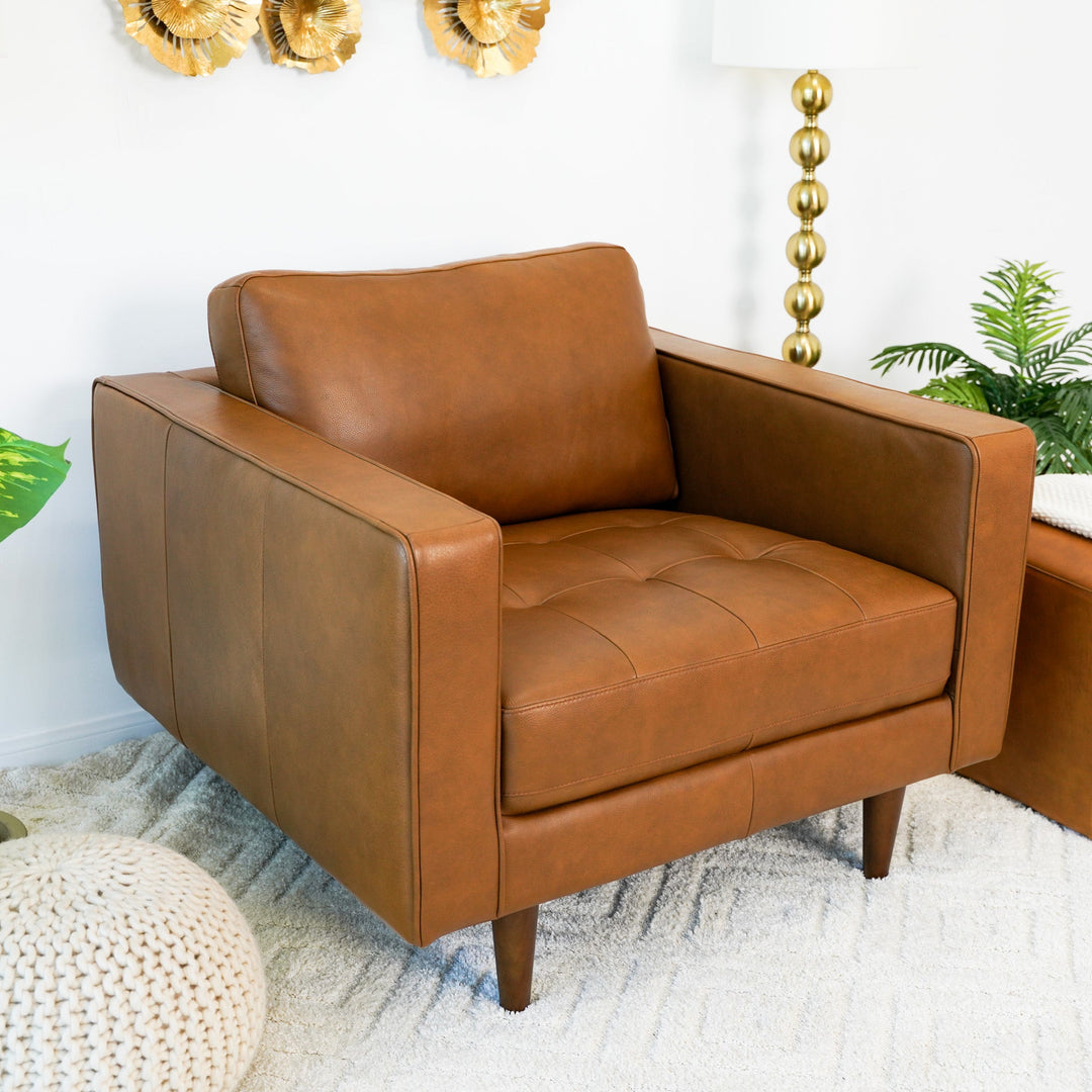 The Catherine Leather Lounge Chair (Tan Leather) Era and Style Inspired Home Décor 2