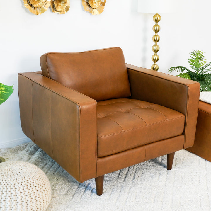 The Catherine Leather Lounge Chair (Tan Leather) Era and Style Inspired Home Décor 2