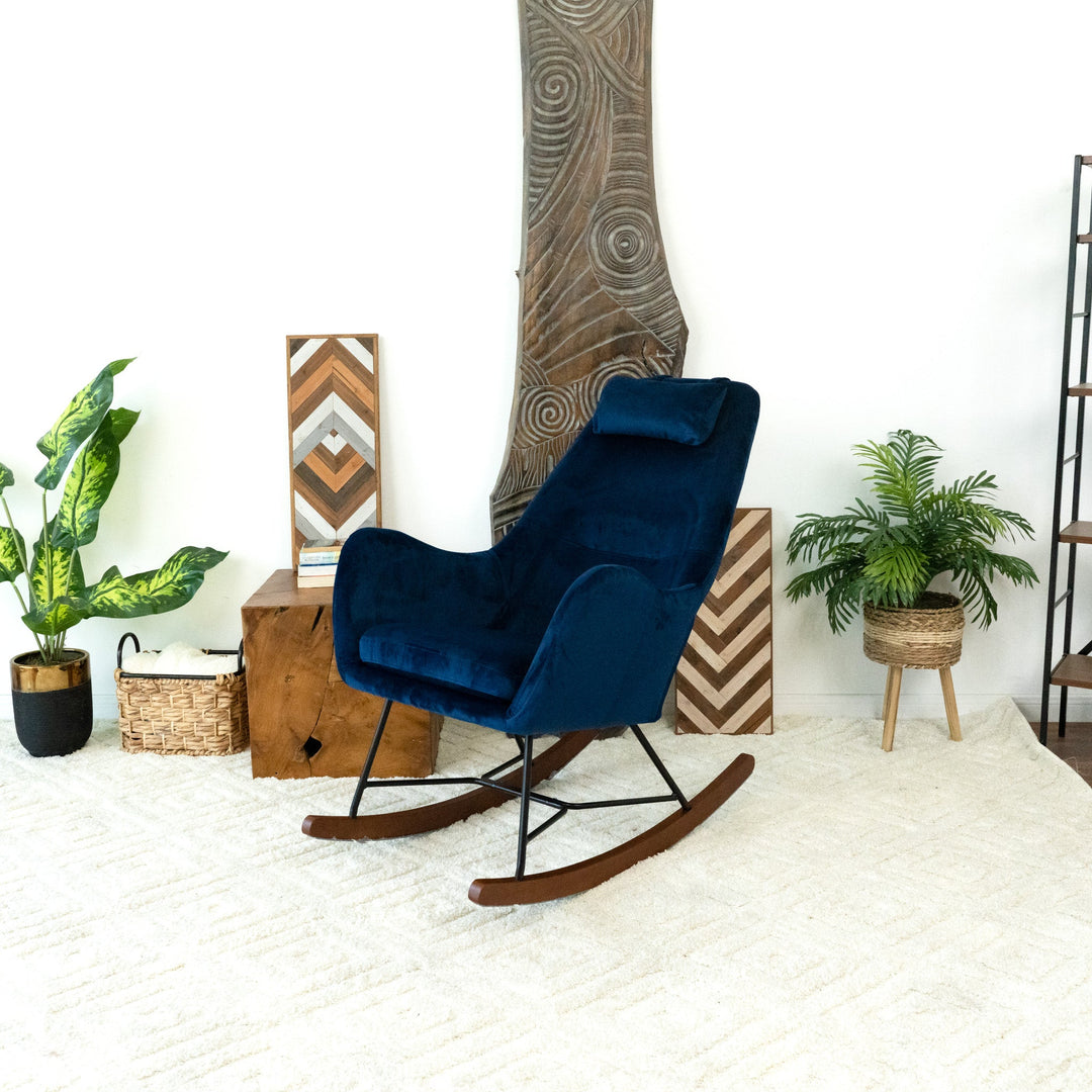 The Chelsea Blue Velvet Rocking Chair Era and Style Inspired Home Décor 3