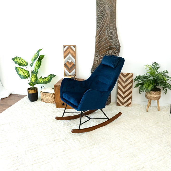 The Chelsea Blue Velvet Rocking Chair Era and Style Inspired Home Décor 2