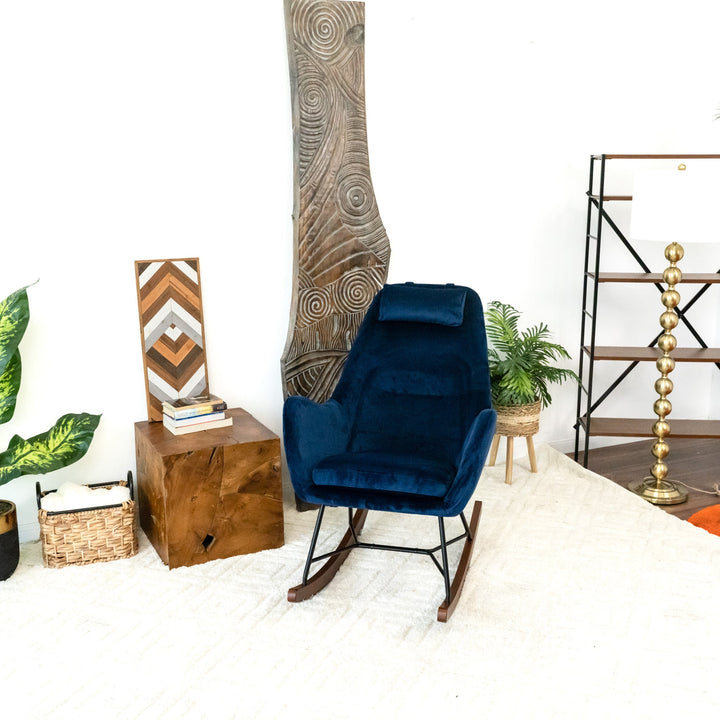 The Chelsea Blue Velvet Rocking Chair Era and Style Inspired Home Décor 4