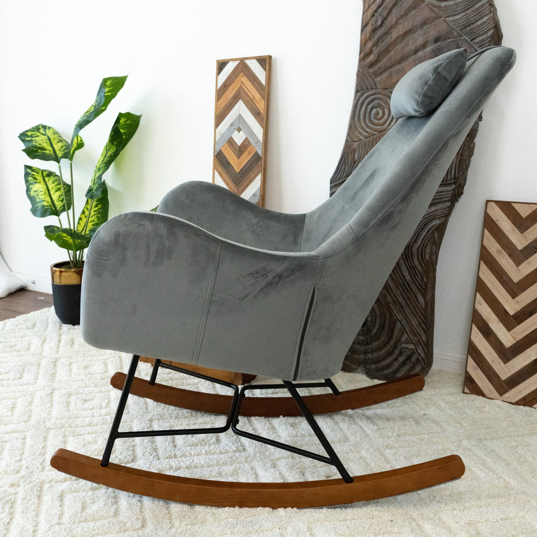 The Chelsea Gray Velvet Rocking Chair Era and Style Inspired Home Décor 3