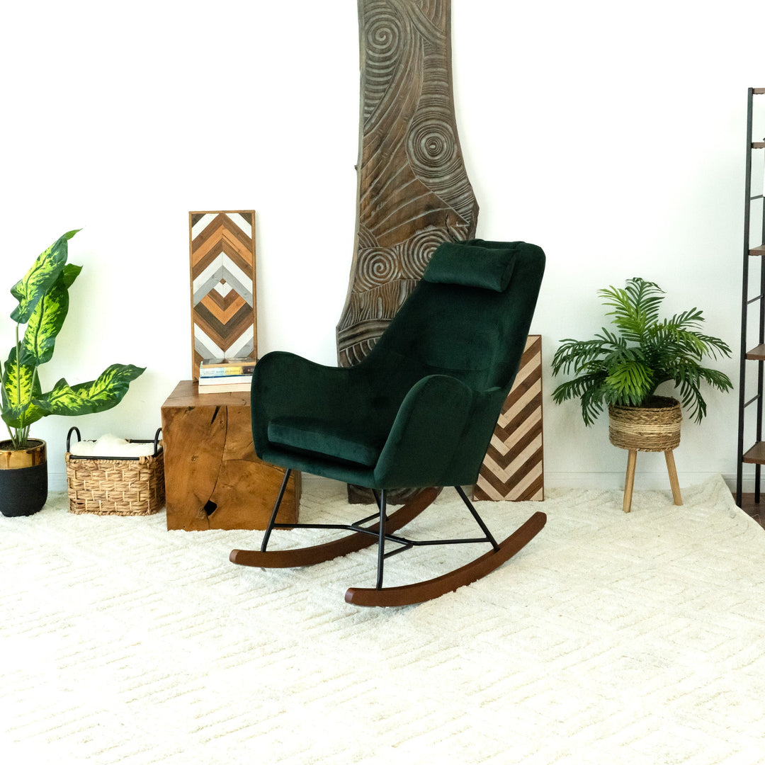 The Chelsea Green Velvet Rocking Chair Era and Style Inspired Home Décor 3