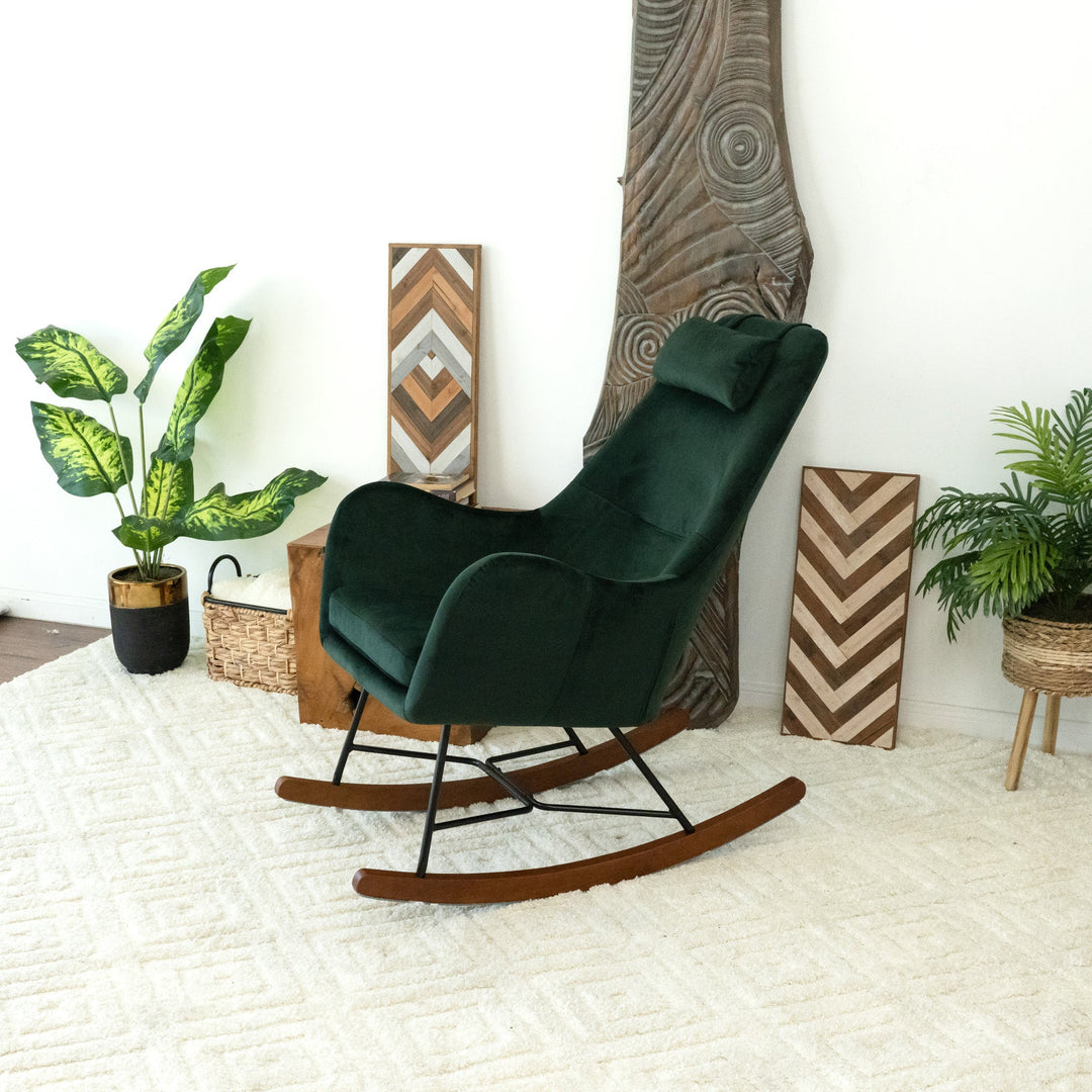 The Chelsea Green Velvet Rocking Chair Era and Style Inspired Home Décor 6