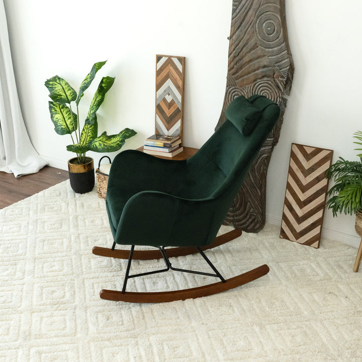 The Chelsea Green Velvet Rocking Chair Era and Style Inspired Home Décor 9