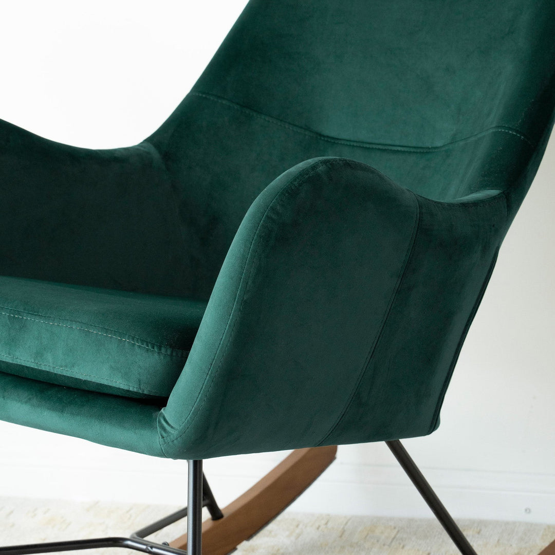 The Chelsea Green Velvet Rocking Chair Era and Style Inspired Home Décor 4