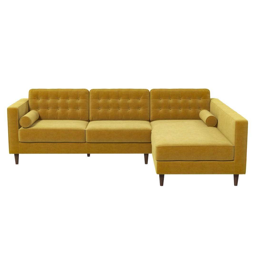 The Christian Dark Yellow Velvet Sectional Sofa Left Facing Era and Style Inspired Home Décor 1