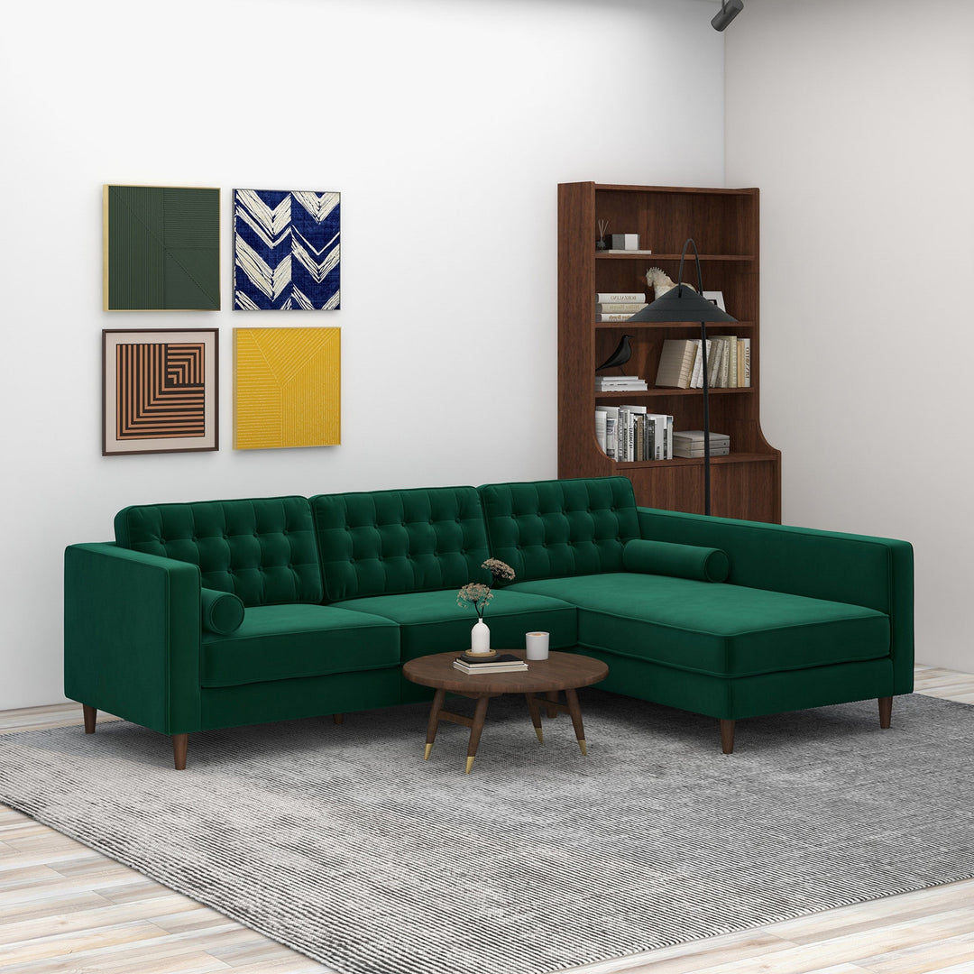 The Christian Green Velvet Sectional Sofa Right Facing Era and Style Inspired Home Décor 2