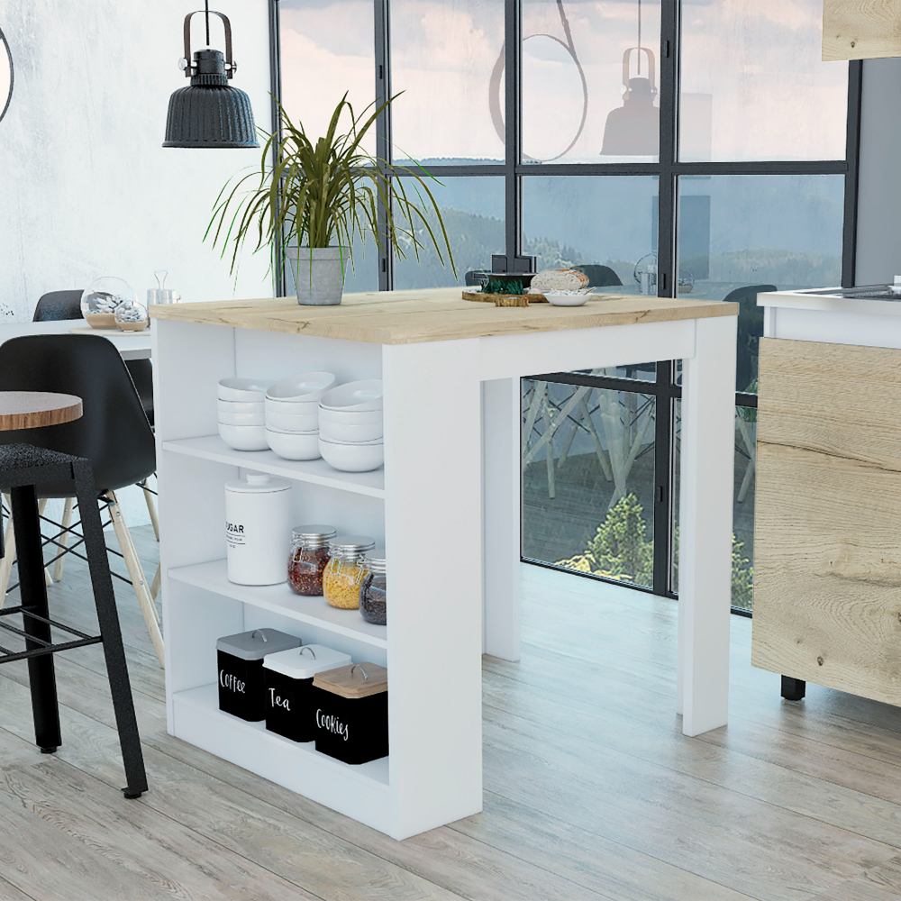 Alameda Kitchen Island, Three Drawers Concealed