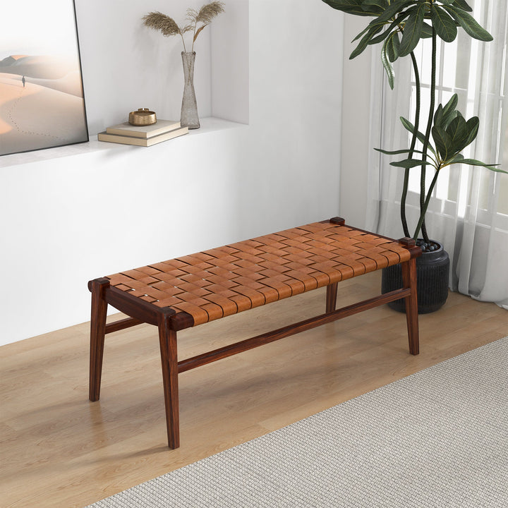 The Cody Tan Leather Bench Era and Style Inspired Home Décor 2