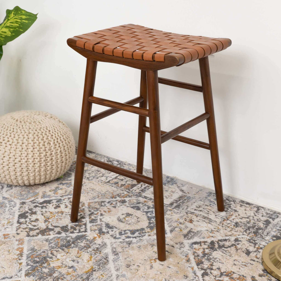 The Maya 30" Genuine Leather Stool In Tan Era and Style Inspired Home Décor 1