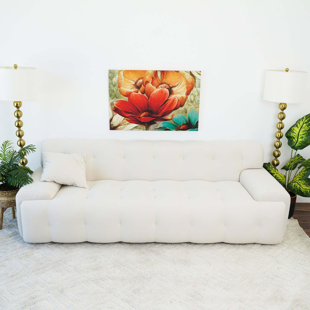 The Brampton Mid Century 90 Inch Cream Velvet Sofa Era and Style Inspired Home Décor 8