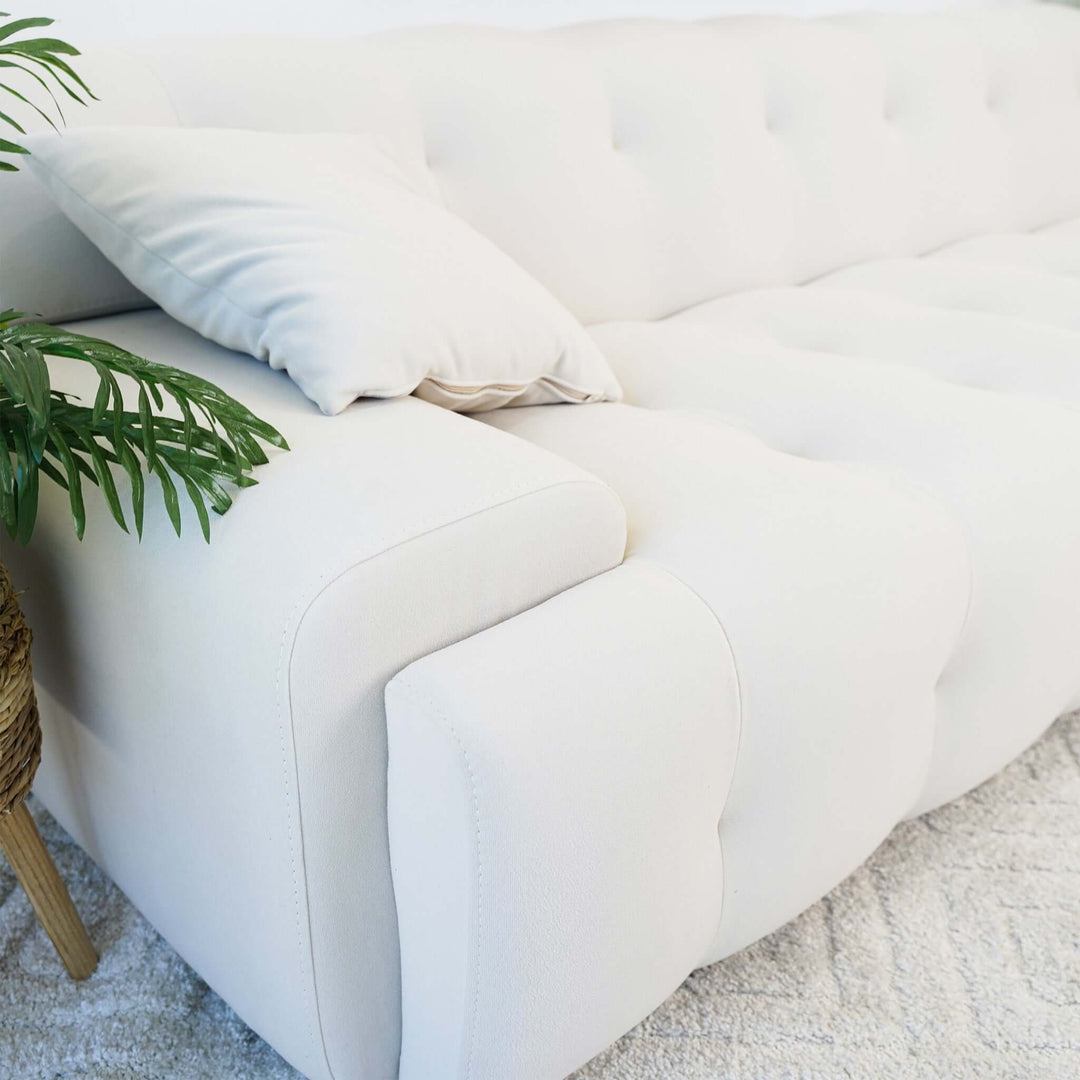 The Brampton Mid Century 90 Inch Cream Velvet Sofa Era and Style Inspired Home Décor 5