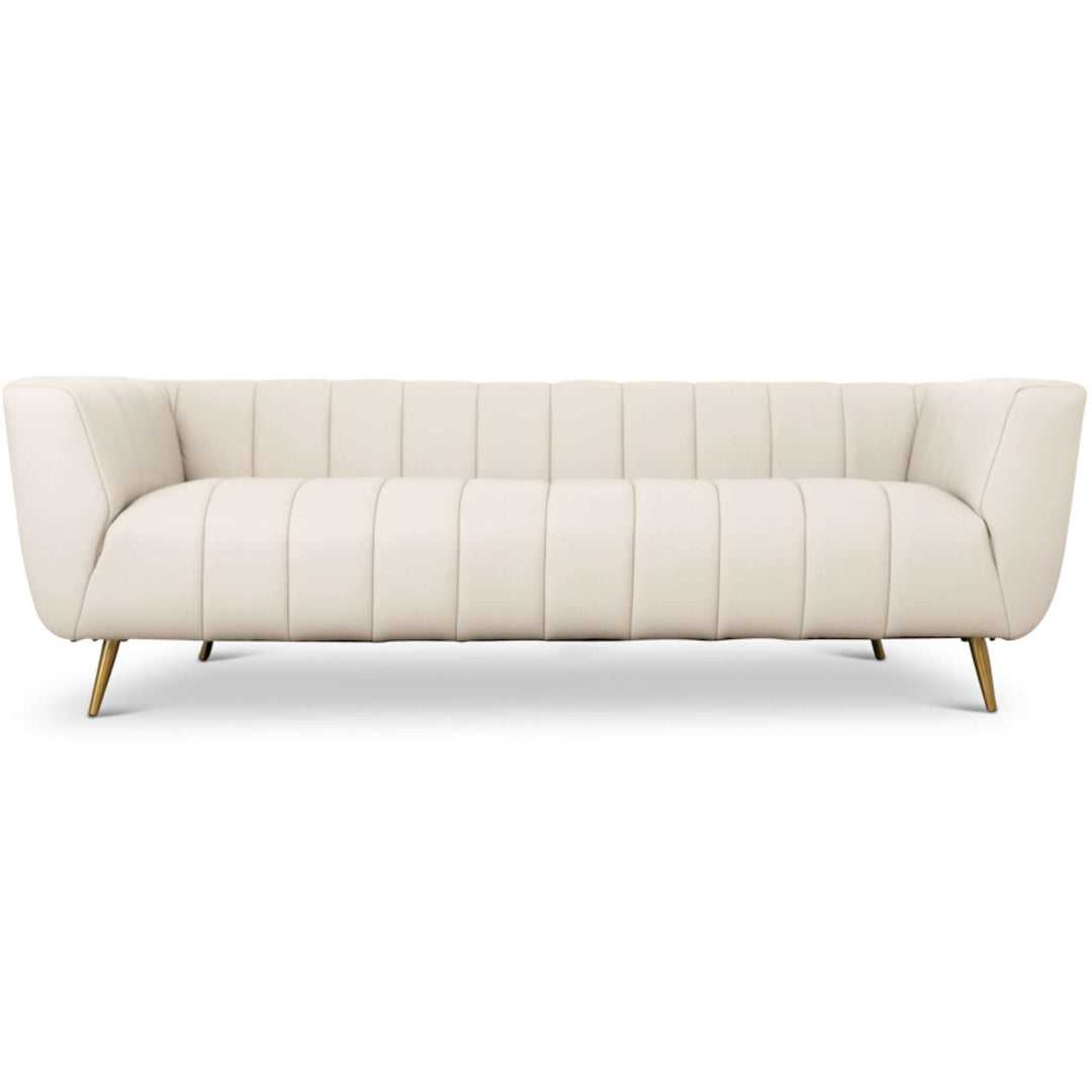 The LaMattina Genuine Italian Beige Leather Channel Tufted Sofa Era and Style Inspired Home Décor 7