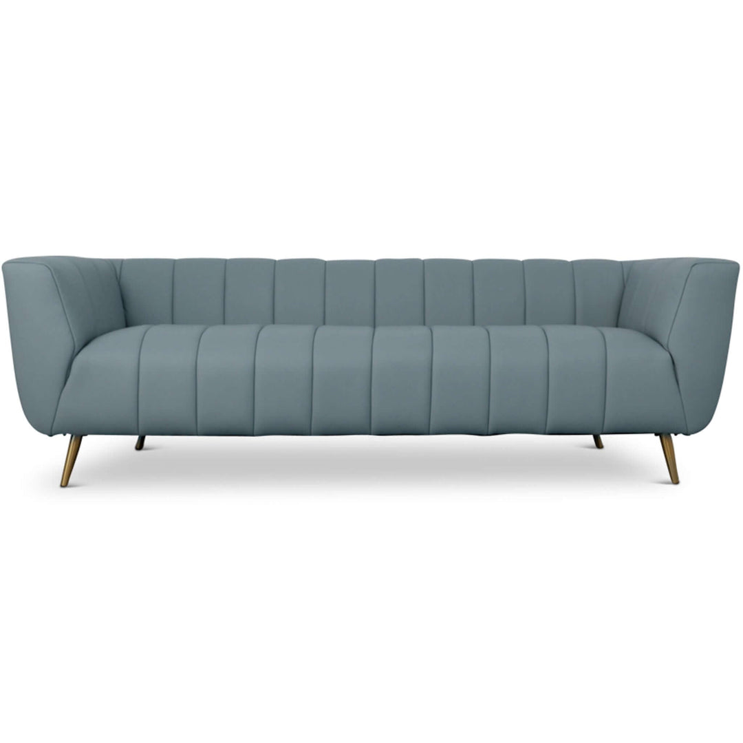 The LaMattina Genuine Italian Blue Leather Channel Tufted Sofa Era and Style Inspired Home Décor 8