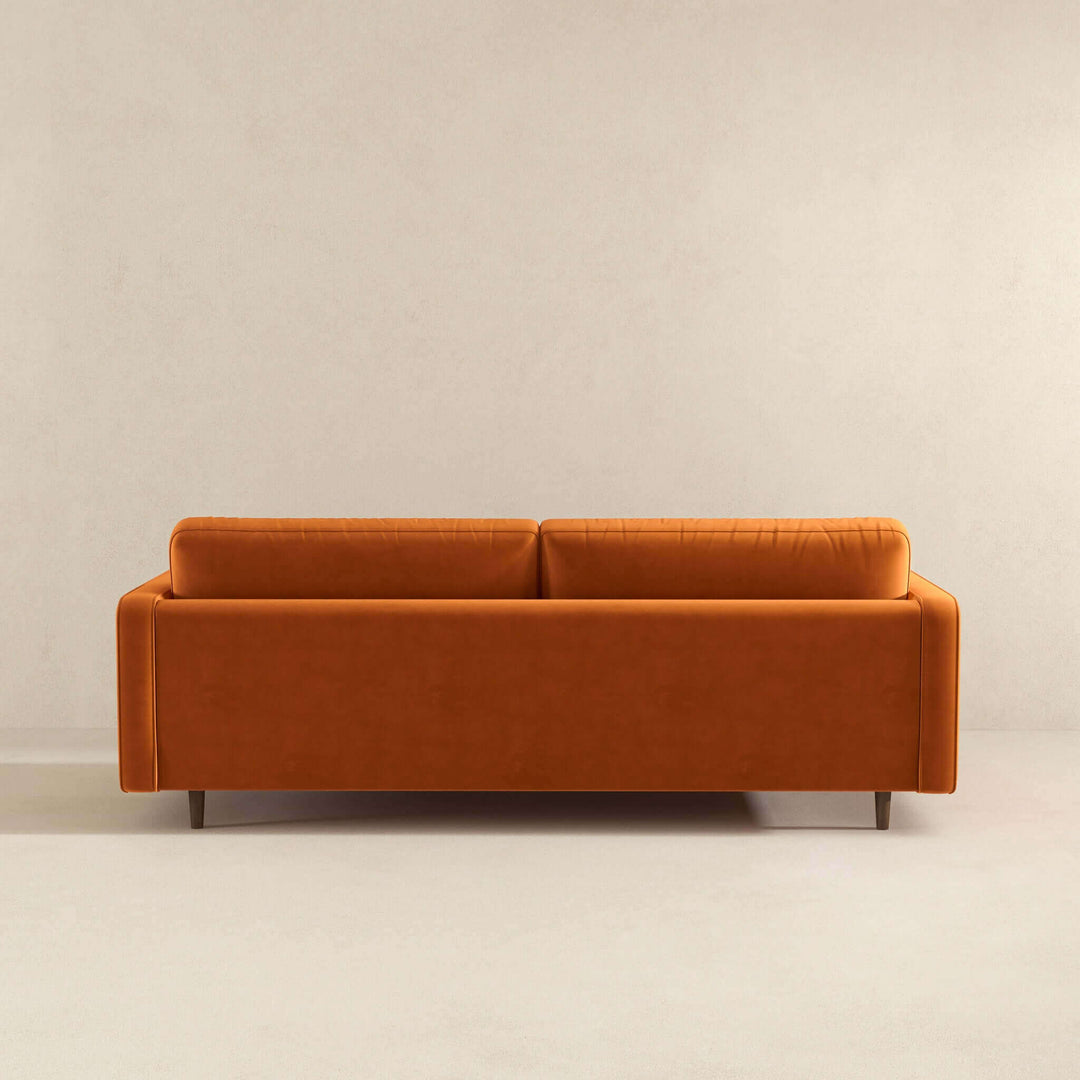 The Anthony Burnt Orange Pillow Back Velvet Sofa Era and Style Inspired Home Décor 6