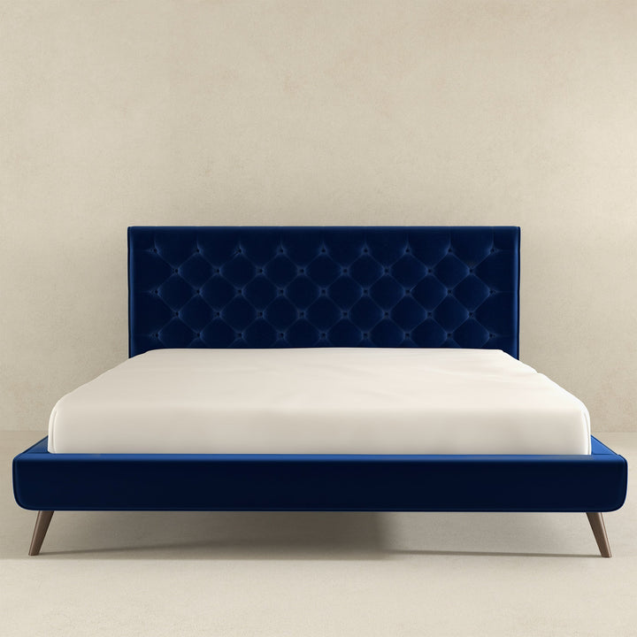 The Dillon Blue Velvet Platform Bed (King Size) Era and Style Inspired Home Décor 4