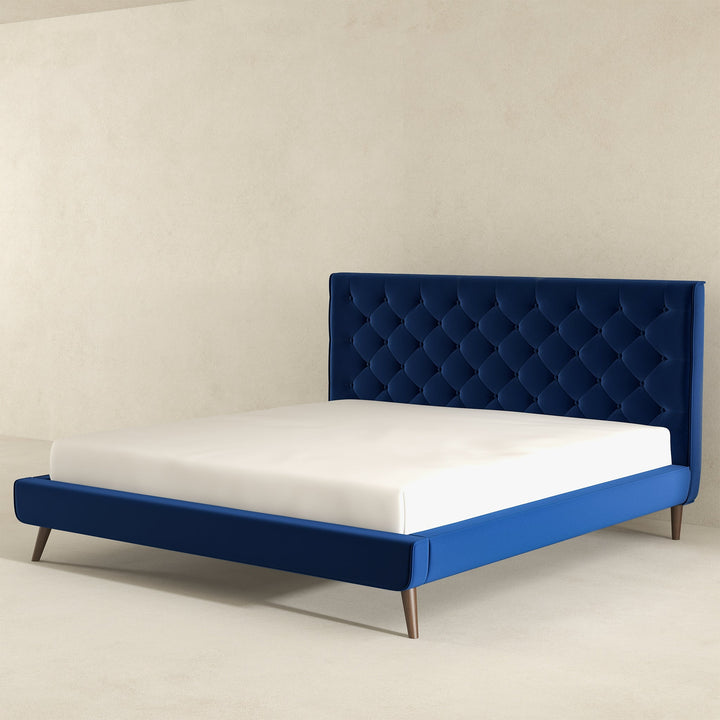 The Dillon Blue Velvet Platform Bed (King Size) Era and Style Inspired Home Décor 5